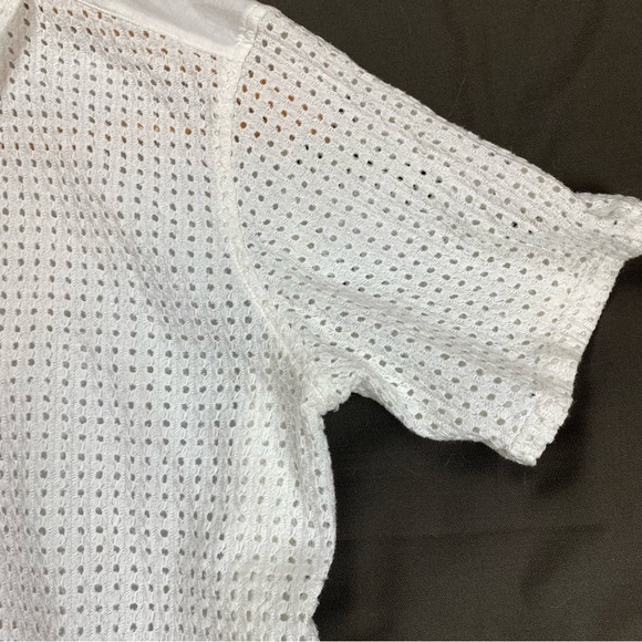 White Knit Front Collared Shirt M - Picture 4 of 5